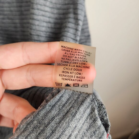 Daniel Buchler Heather Gray Striped Short Sleeve Crewneck Tee sz M - Picture 8 of 8